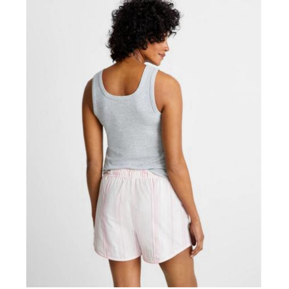 State of Day Women's Pink & White Striped Poplin Boxer Sleep Shorts Pajamas NWT - Picture 2 of 9